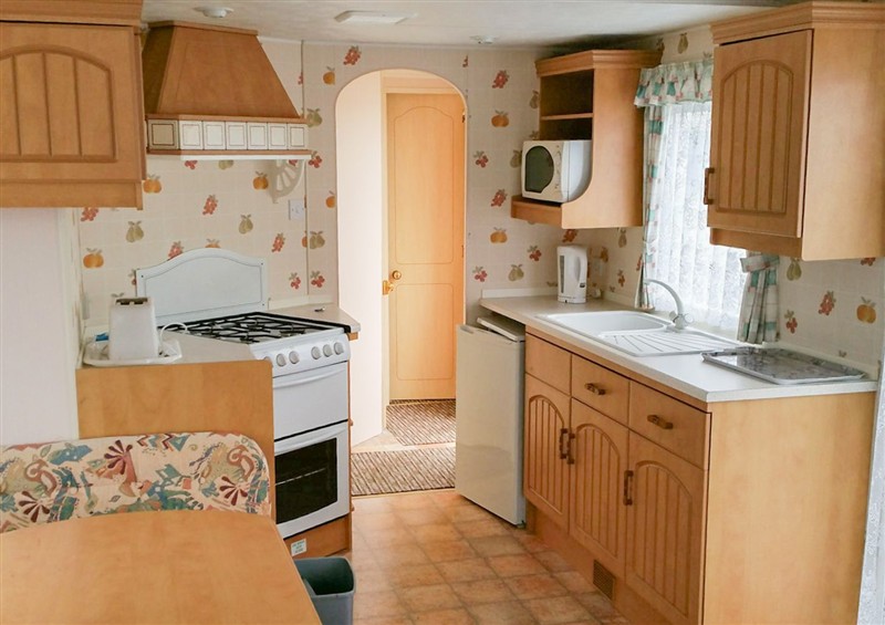 The kitchen at Number 186 Owens Caravan Park, Baslow