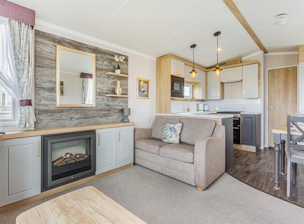 Open plan living space at Number 38A in The Links, near Dornoch, Sutherland