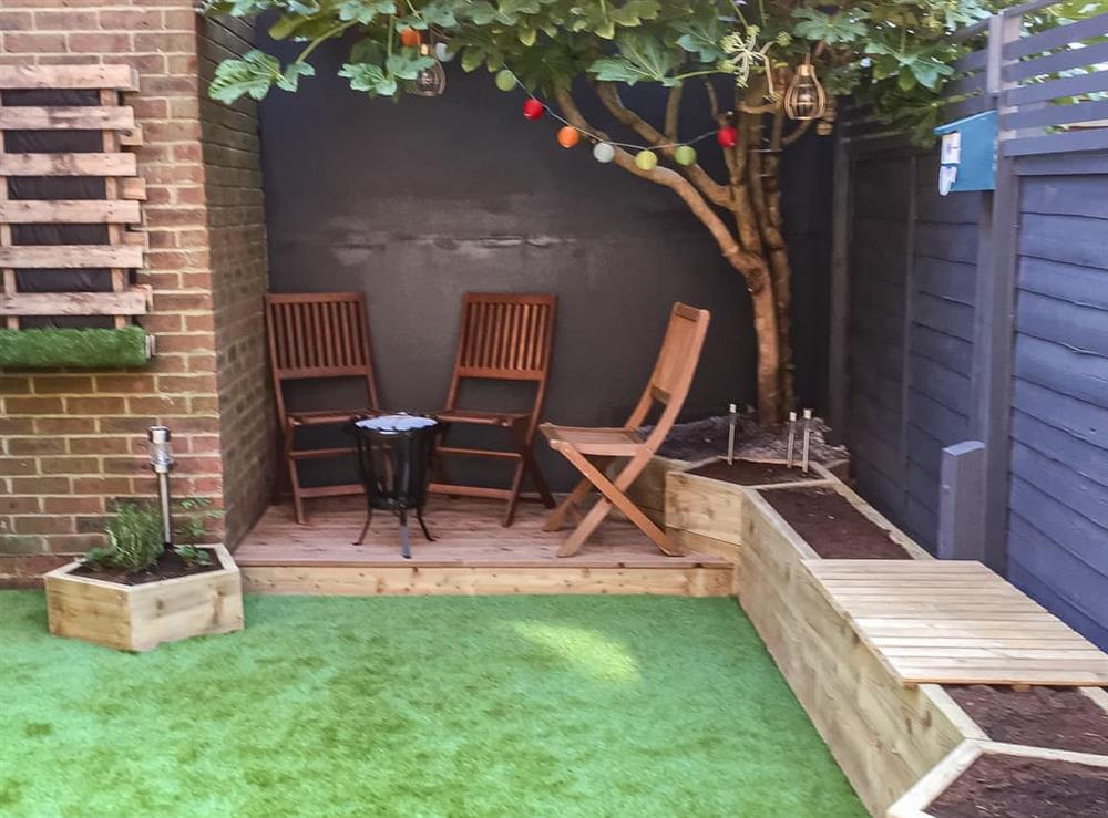 Patio at Number 5 in Pevensey Bay, East Sussex