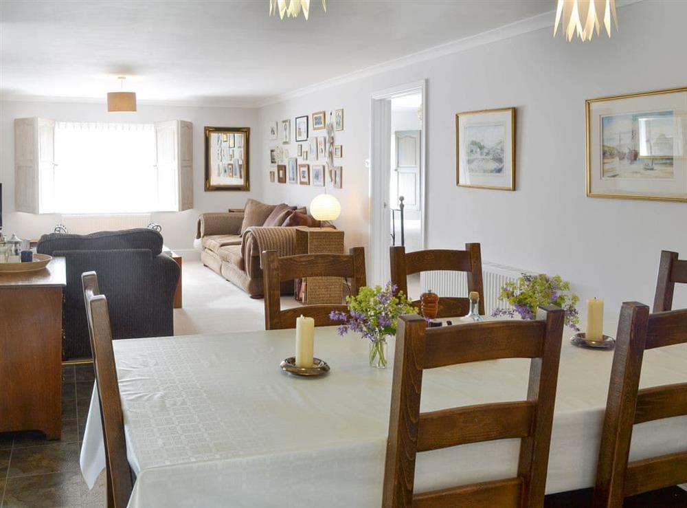 Convenient dining area within large living and dining room at Number Five in St Minver, near Rock, Cornwall