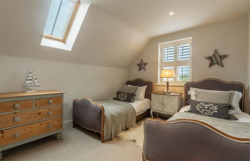 First floor: Bedroom two, twin room at Number One, Burnham Market near Kings Lynn