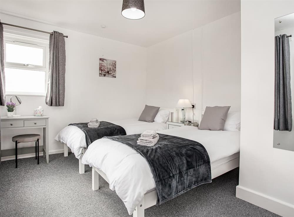 Twin bedroom at Number One in Foxhole, near St. Austell, Cornwall