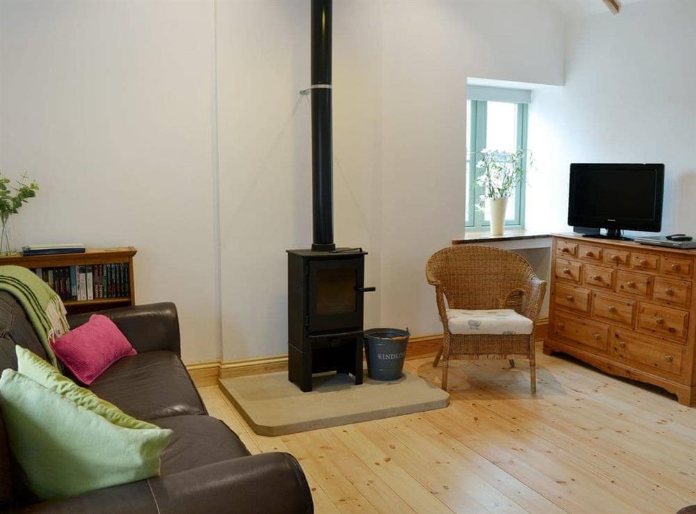 Superbly renovated living area with wood burner at Number Two The Neuk in Belford, near Wooler, Northumberland