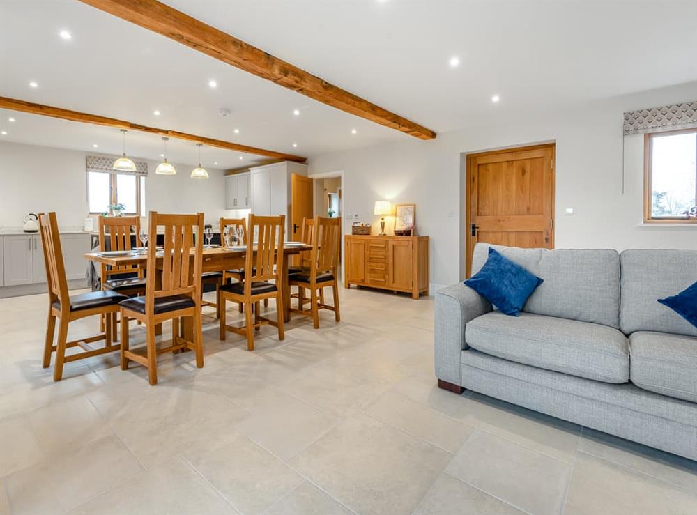 Open plan living space at Nupton Hop Kiln in Canon Pyon, near Hereford, Herefordshire