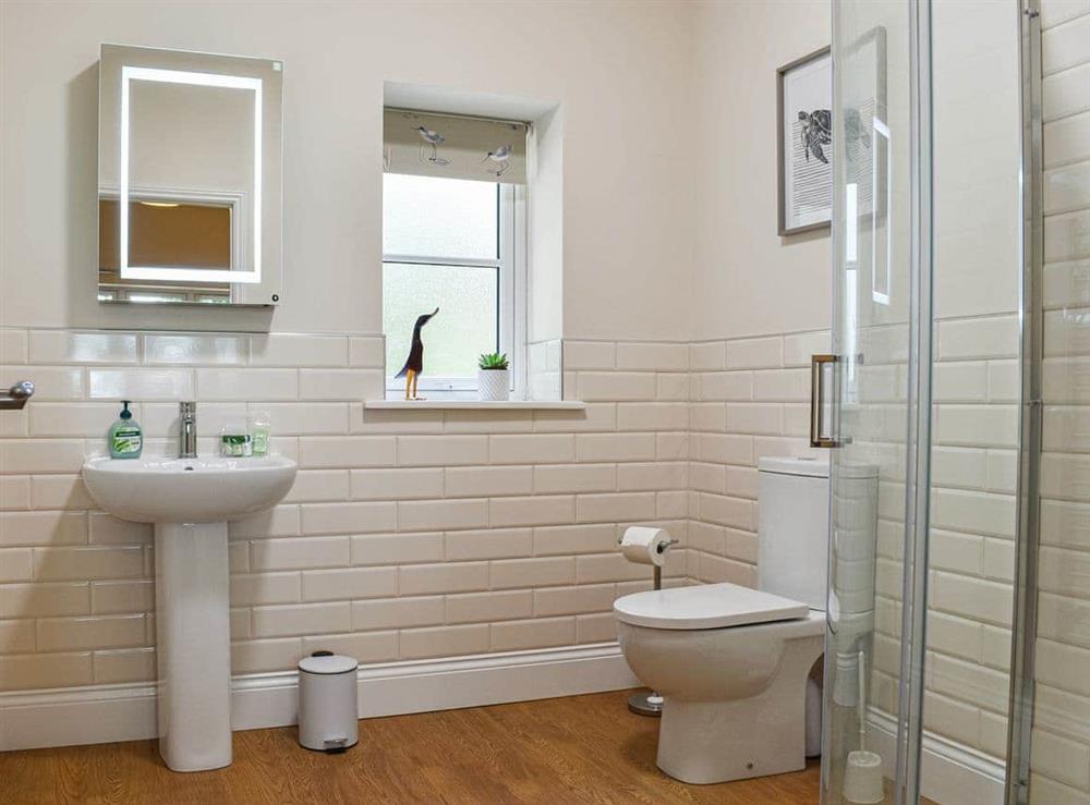 Shower room at Nuthatch in Buckland Brewer, near Bideford, Devon