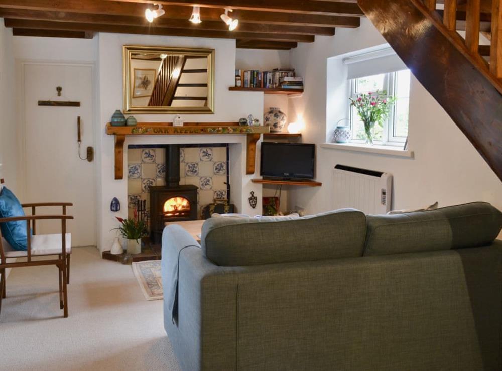 Tranquil and warm living room with wood burner (photo 2) at Oak Apple Cottage in Upottery, near Honiton, Devon