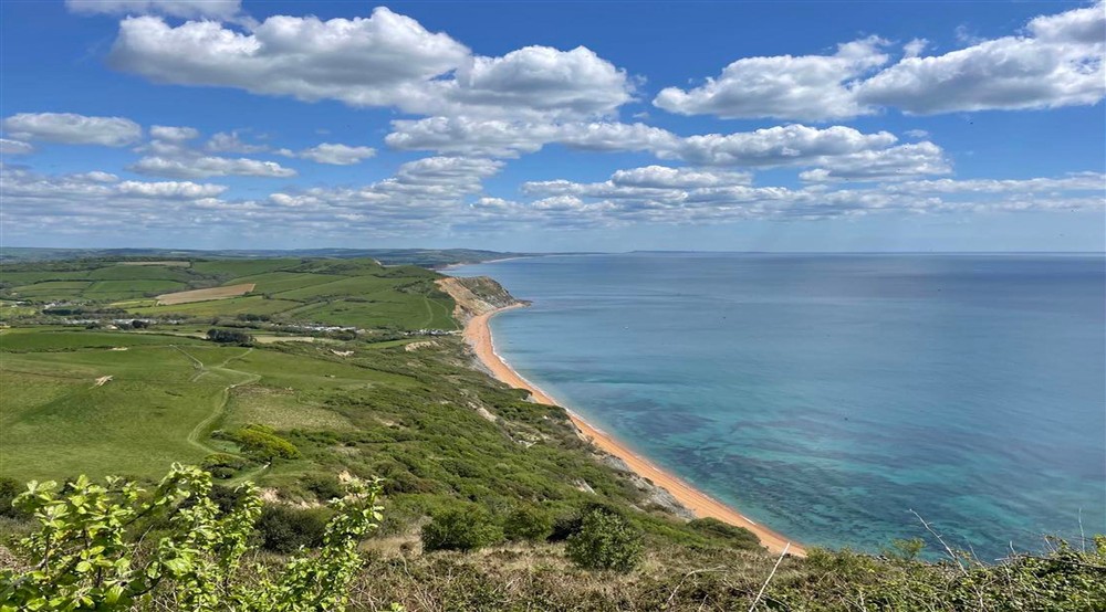 View from the top of Golden Cap at Oak Cottage in Bridport, Dorset