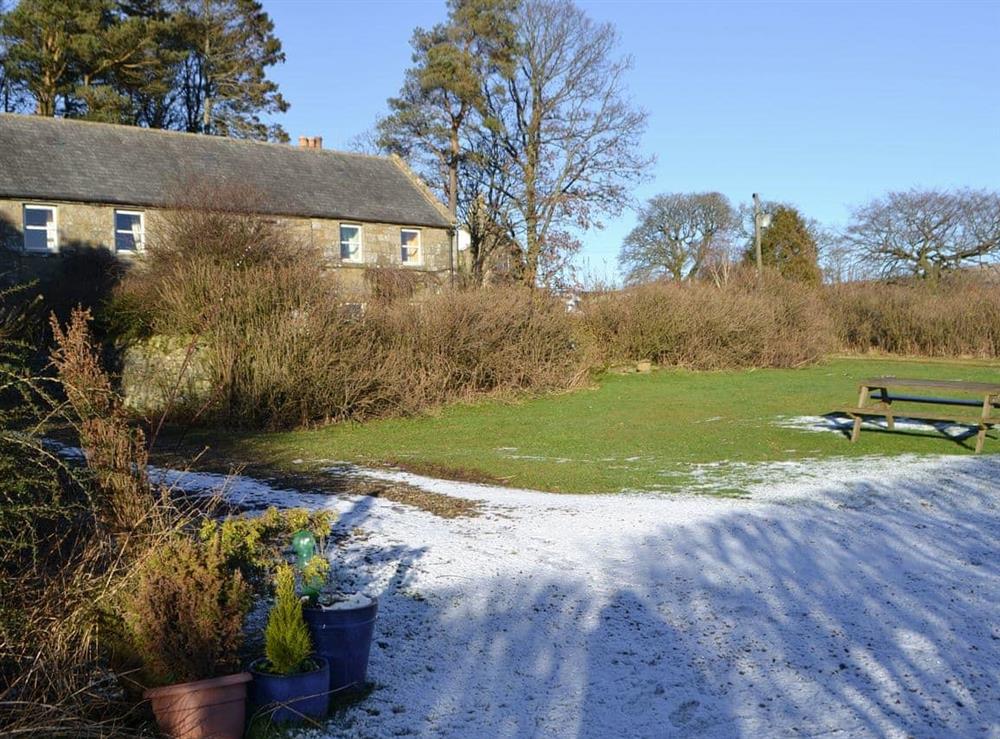 A winters view of the holiday home at Oak Cottage in Byrness Village, near Otterburn, Tyne And Wear