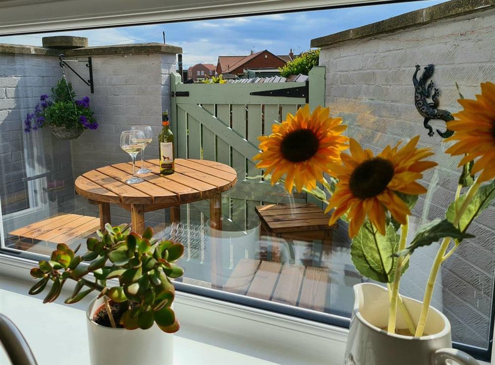 Private rear courtyard at Oak Cottage in Pickering, Yorkshire, North Yorkshire