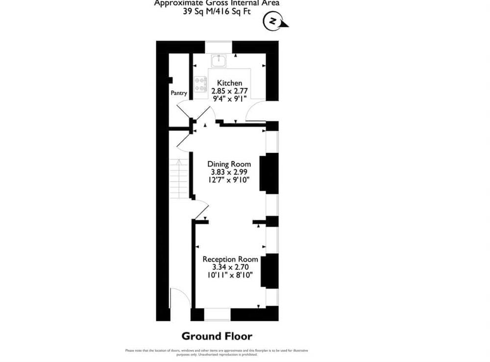 Floor plan of ground floor at Oak Lea in Keswick, Cumbria