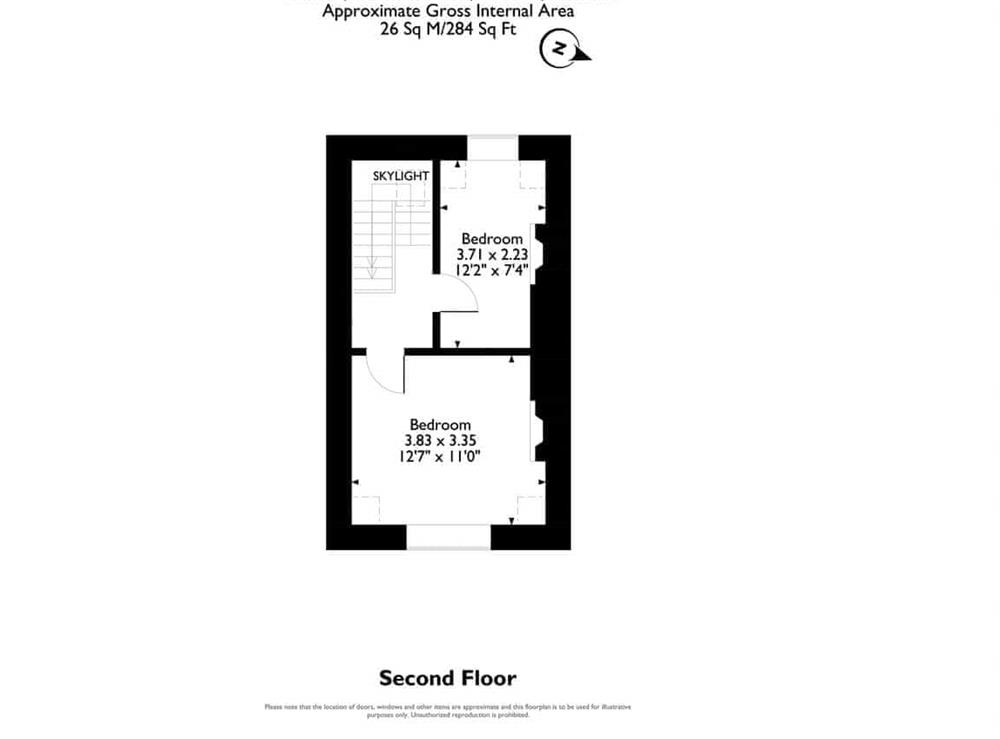 Floor plan of second floor at Oak Lea in Keswick, Cumbria