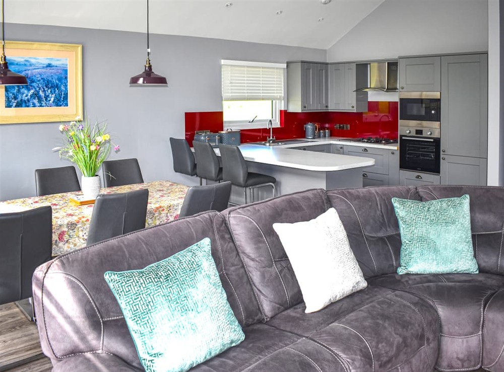 Open plan living space at Oak Park One in Tiverton, Devon