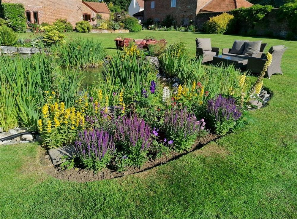 Garden and grounds at Oak Tree Barn in Wymondham, near Norwich, Norfolk