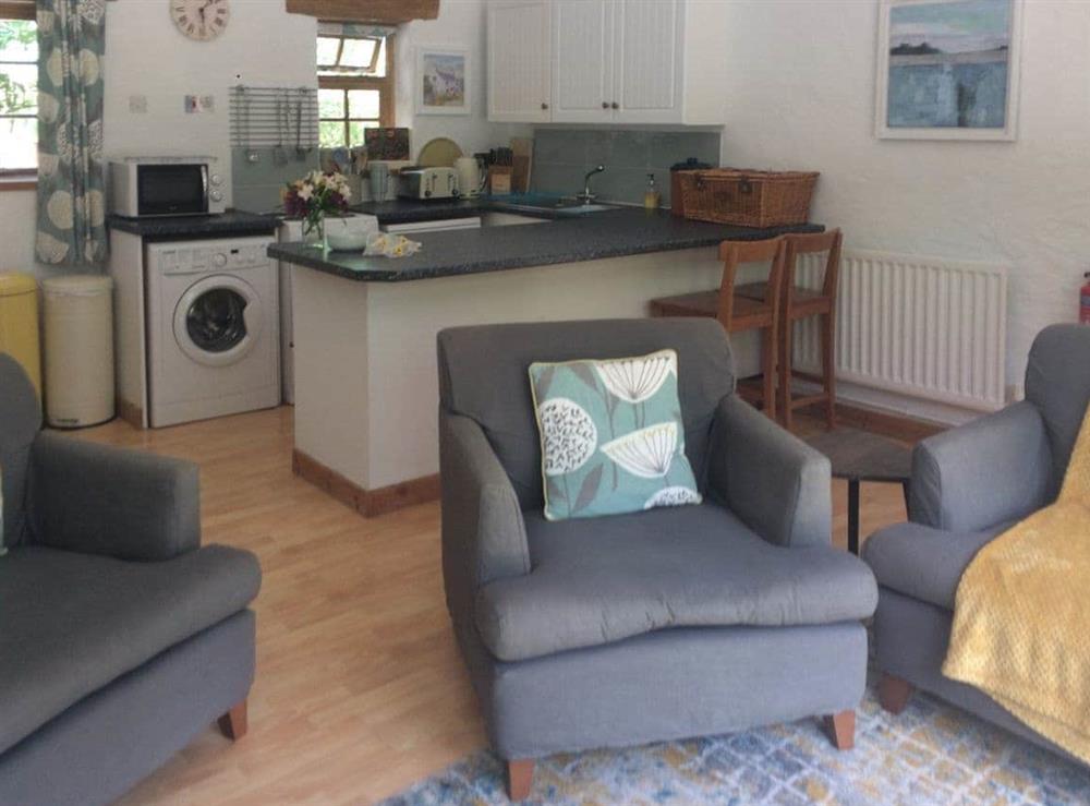 Open plan living space at Oak Tree Cottage in Instow, Nr Barnstaple, N. Devon., Great Britain