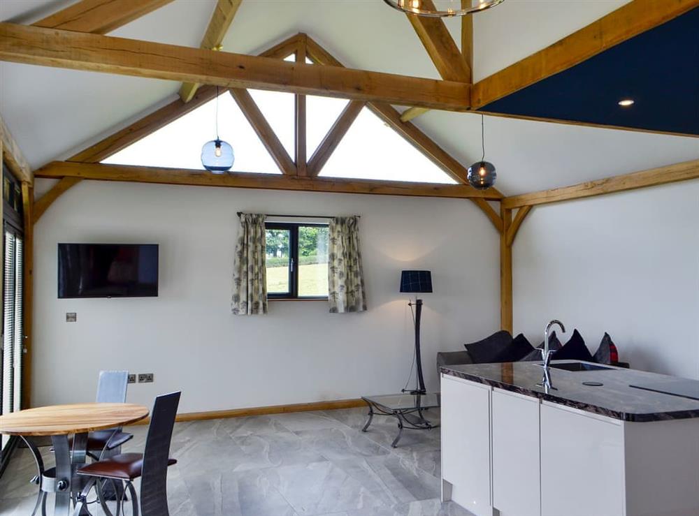 Open plan living space at Oak View in Aberhafesp, near Newtown, Powys