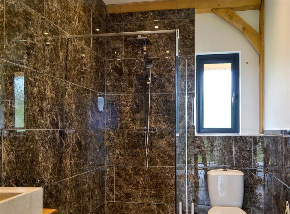 Shower room at Oak View in Aberhafesp, near Newtown, Powys