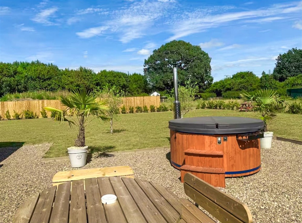 Hot tub at Oak View in Mold and the Clwydian Range, Wales