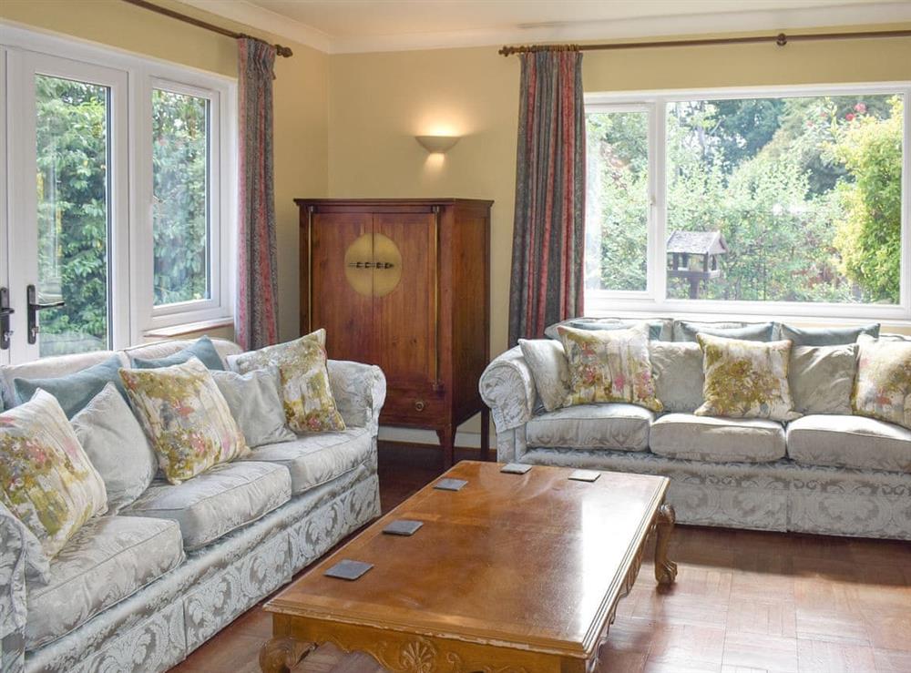 Delightful living room at Oakdene Lodge in Wimborne, Dorset