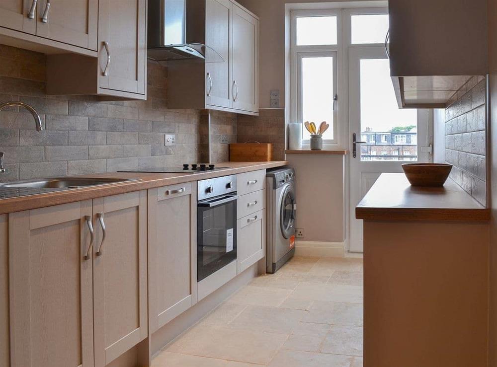 Well-equipped galley style kitchen at Oaklands View in Scarborough, North Yorkshire