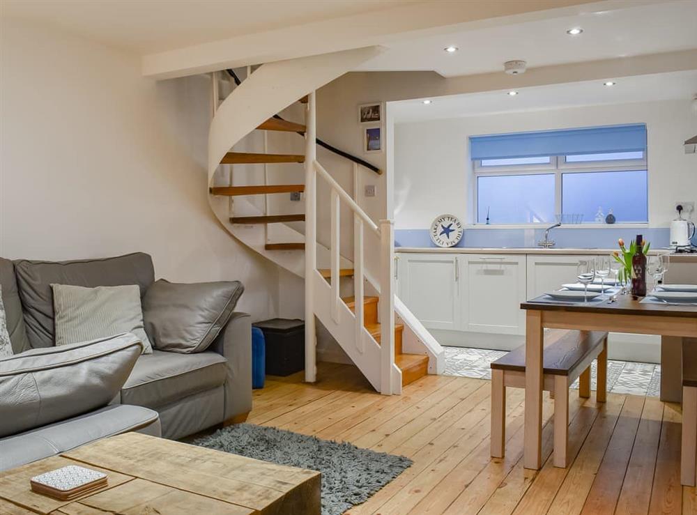 Open plan living space at Oasis Cottage in Whitby, North Yorkshire