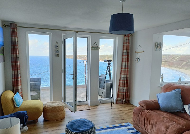 This is the living room at Ocean Edge, Sennen Cove