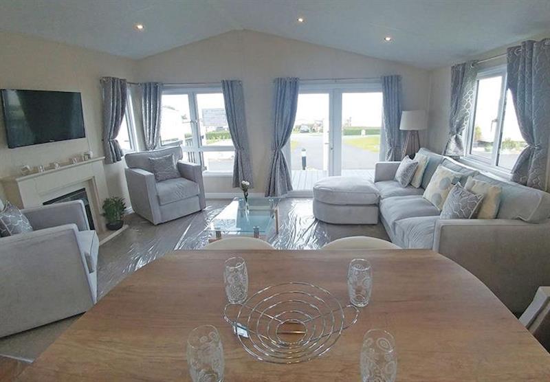 Inside a Platinum Lodge 16 at Ocean Heights Leisure Park in New Quay, Mid Wales