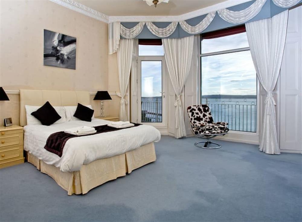 Double bedroom at Ocean Shangri-La, Bay Fort Mansions in Torquay, South Devon