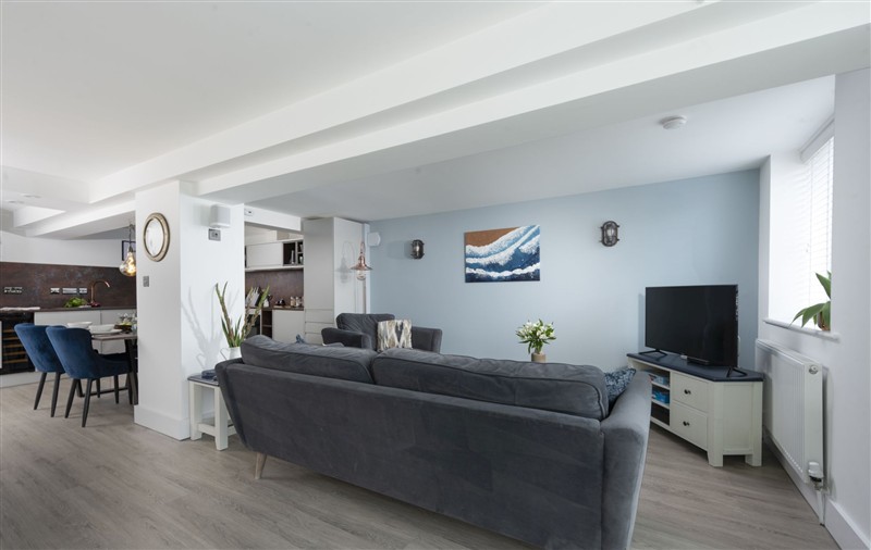 The living area at Offshore, Cornwall