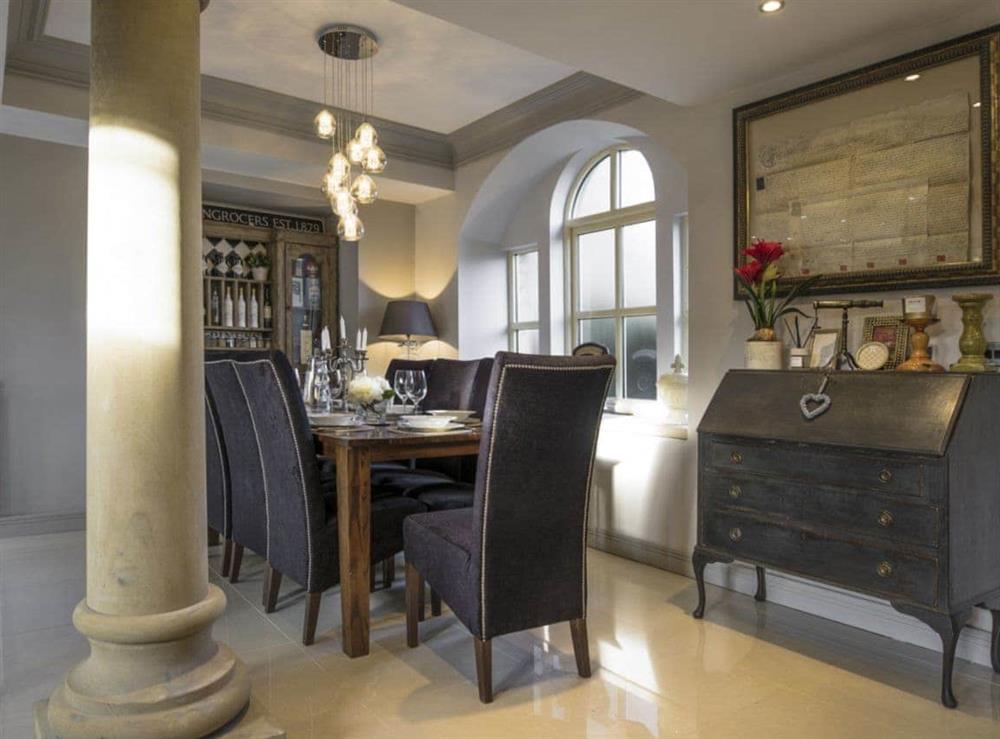 Stylish dining area at Old Chapel House in Barnoldswick, Lancashire