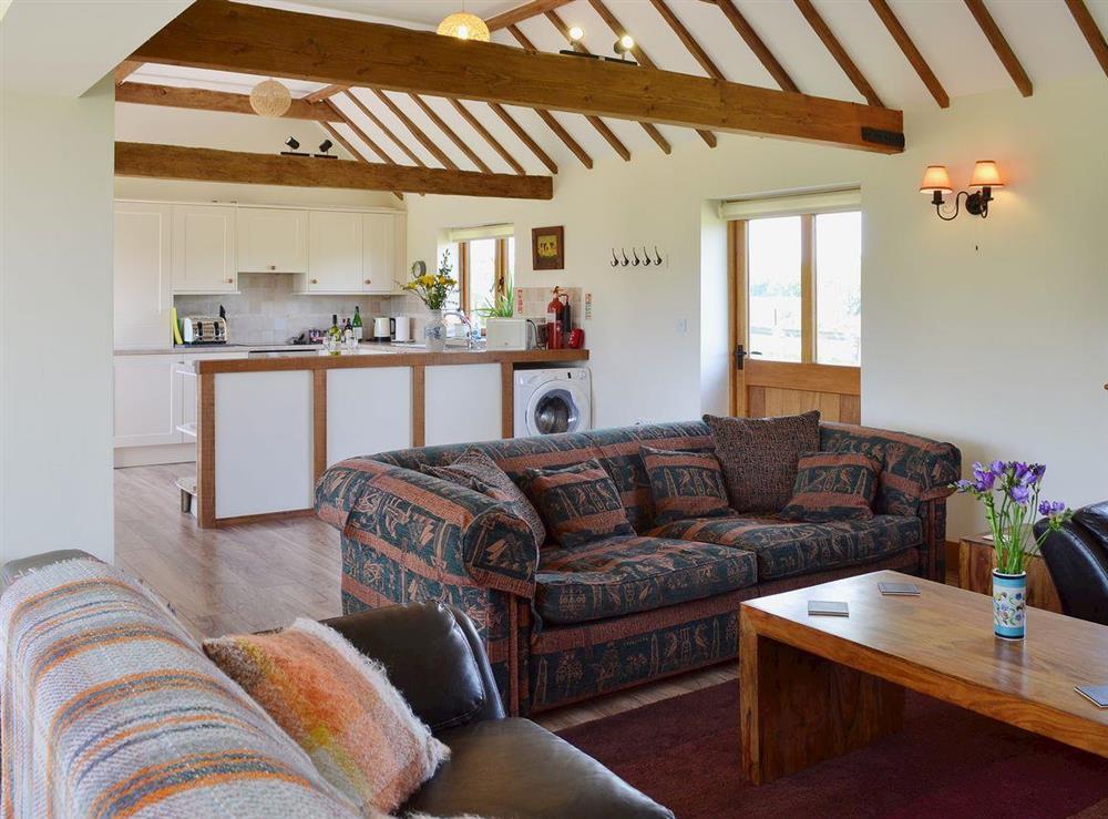 Comfortable and cosy sofas in the living area at Old Dairy Barn in Playden, near Rye, East Sussex