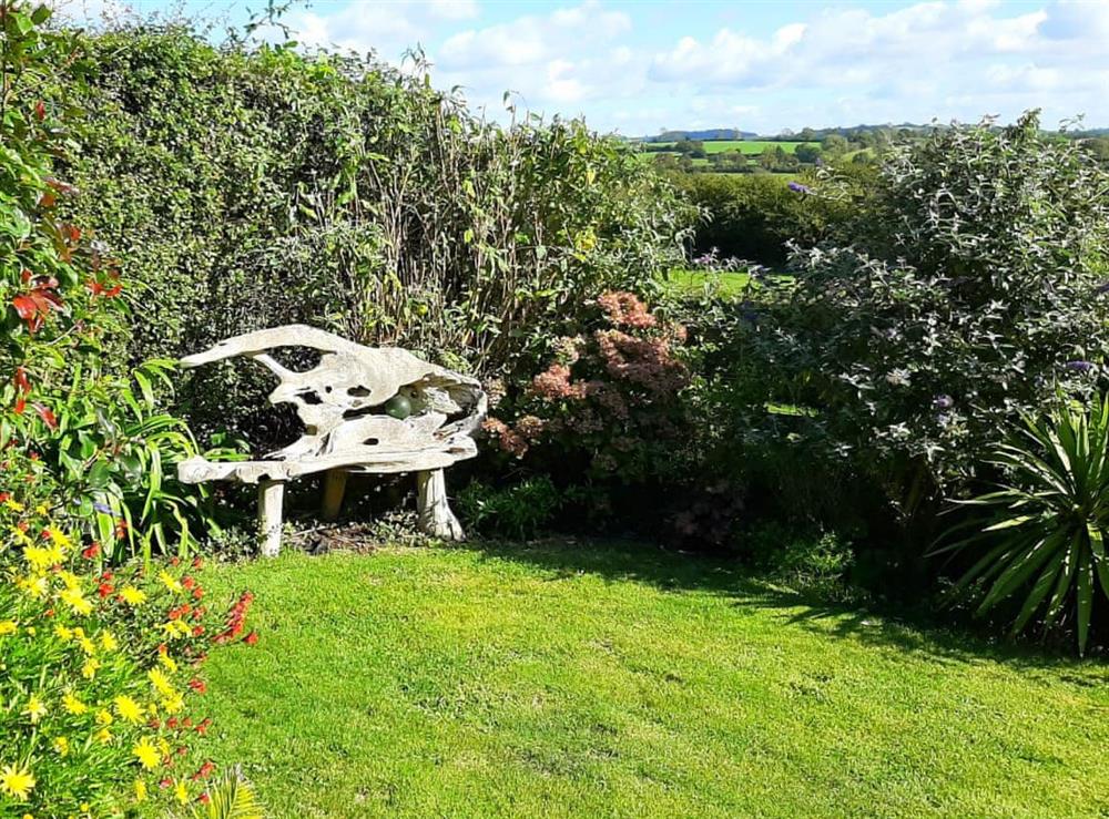 Sitting-out-area at Old Dairy Cottage in Salwayash, near Bridport, Dorset