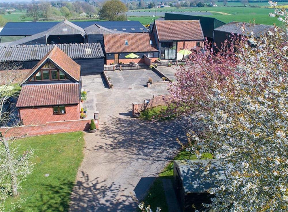 Aerial view of the holiday homes at Henrys Barn, 
