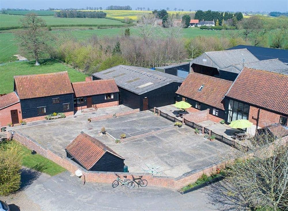 Aerial view of the barn conversions at Old Dairy, 