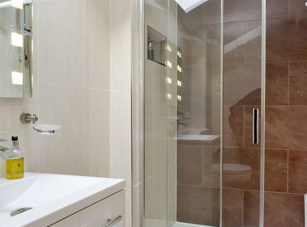En-suite shower room at King Offa Lodge, 