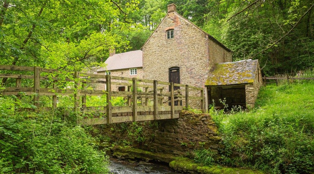 The bridge across Dowles Brook to Knowles Mill, Worcestershire at Old Mill Cottage in Bringsty, Herefordshire