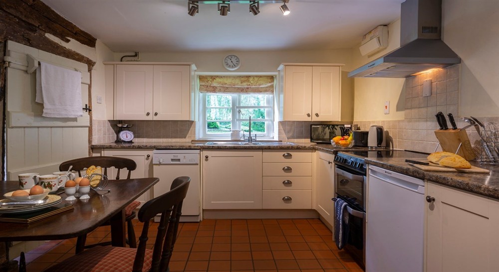 The kitchen and dining area at Old Mill Cottage in Bringsty, Herefordshire