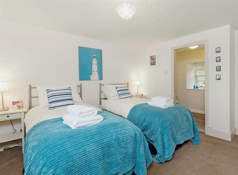 Comfortable twin bedroom at Old Port Store in Stairhaven, near Newton Stewart, Wigtownshire