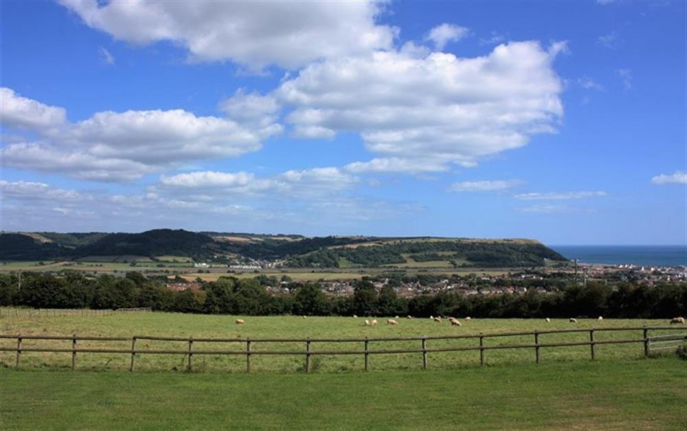 Views across the valley to the coastline at Old Stable Cottage in Seaton