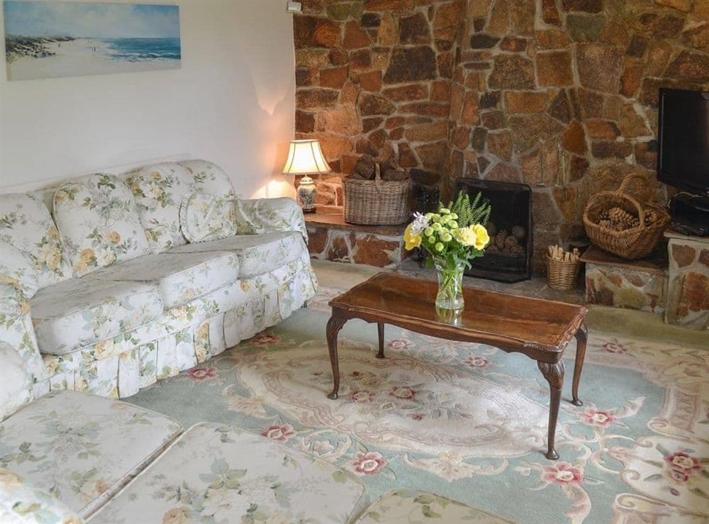 Comfy living room at Old Willy’s Cottage in Crantock, Nr Newquay, Cornwall., Great Britain