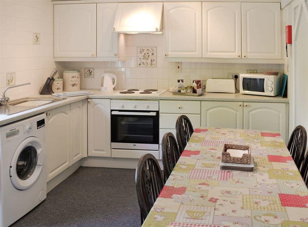 Well equipped kitchen/ dining room at Old Willy’s Cottage in Crantock, Nr Newquay, Cornwall., Great Britain