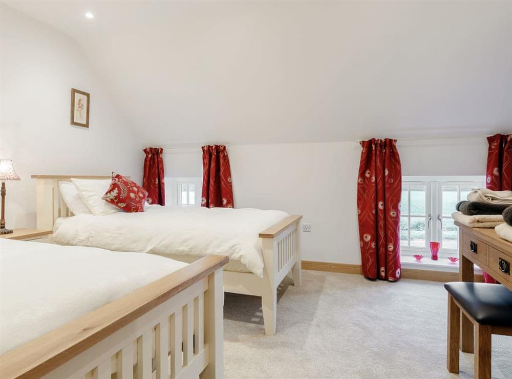Twin bedroom at Olde Oak Cottage in Zeals, near Mere, Wiltshire