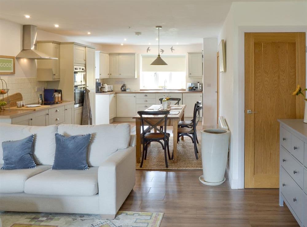 Open plan living space at On the Green in Shouldham, North Norfolk, England