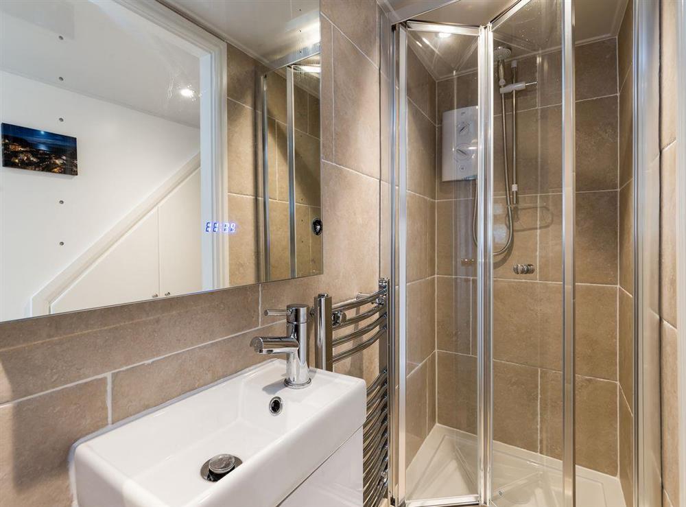 Shower room at One Beckside in Staithes, near Whitby, Yorkshire, North Yorkshire