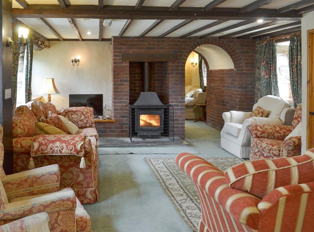Welcoming living room at Orchard Barn in Bampton, near Tiverton, Devon
