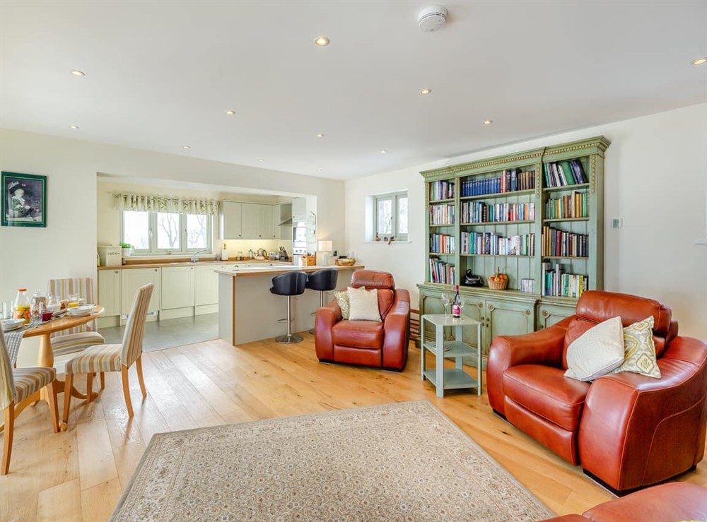 Open plan living space at Orchard Barn in Llandrindod Wells, Powys