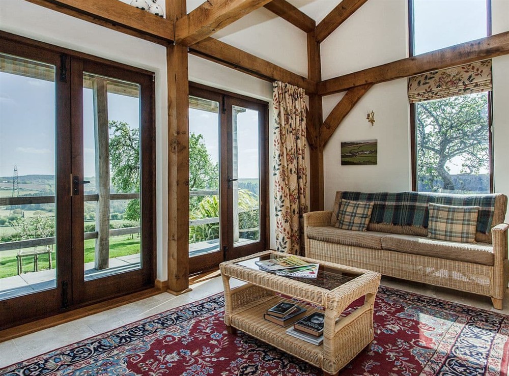 Living area at Orchard Cottage at Mornacott in Bishops Nympton, Devon