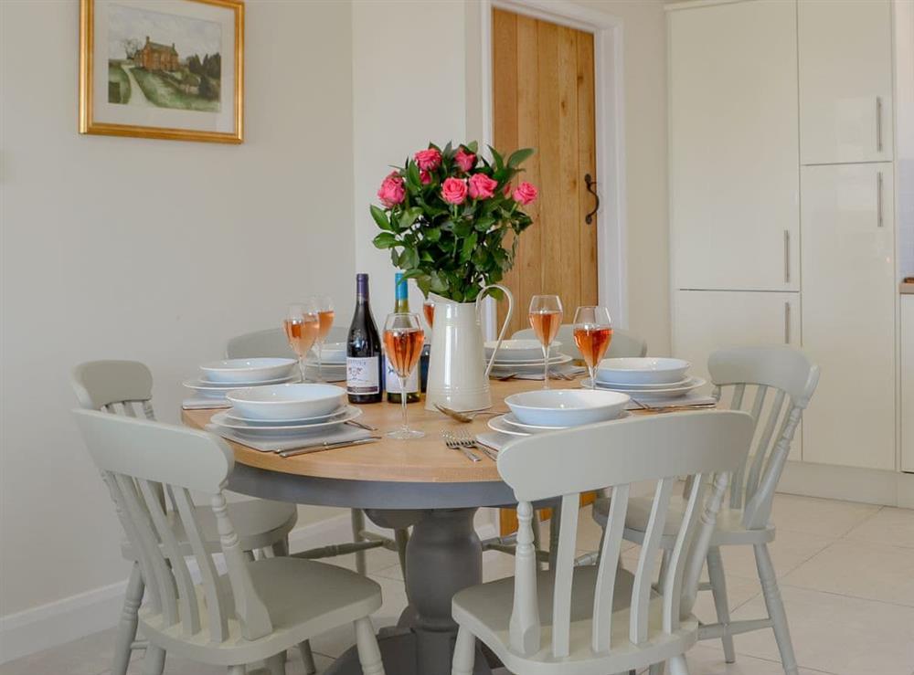 Charming dining area at Orchard Cottage in Upton Cressett, near Ironbridge, Shropshire