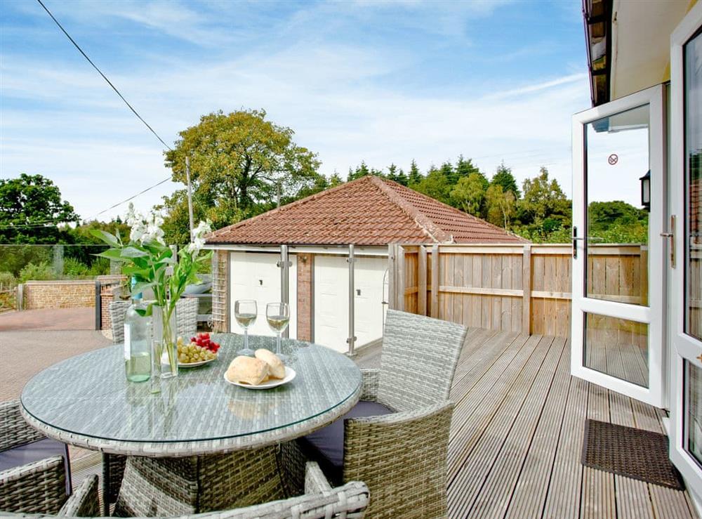Sitting-out-area at Orchard View in Whitegate, near Chard, Somerset