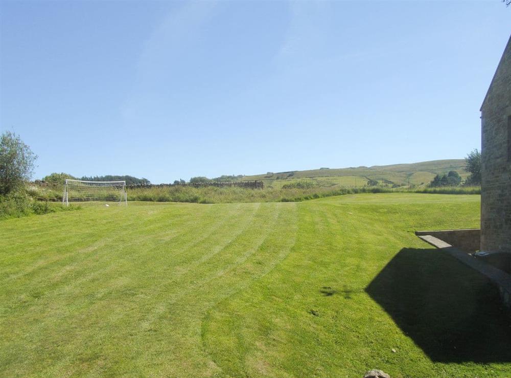 Large lawned garden at Ornella View in Mickleton, near Middleton-in-Teesdale, County Durham, England