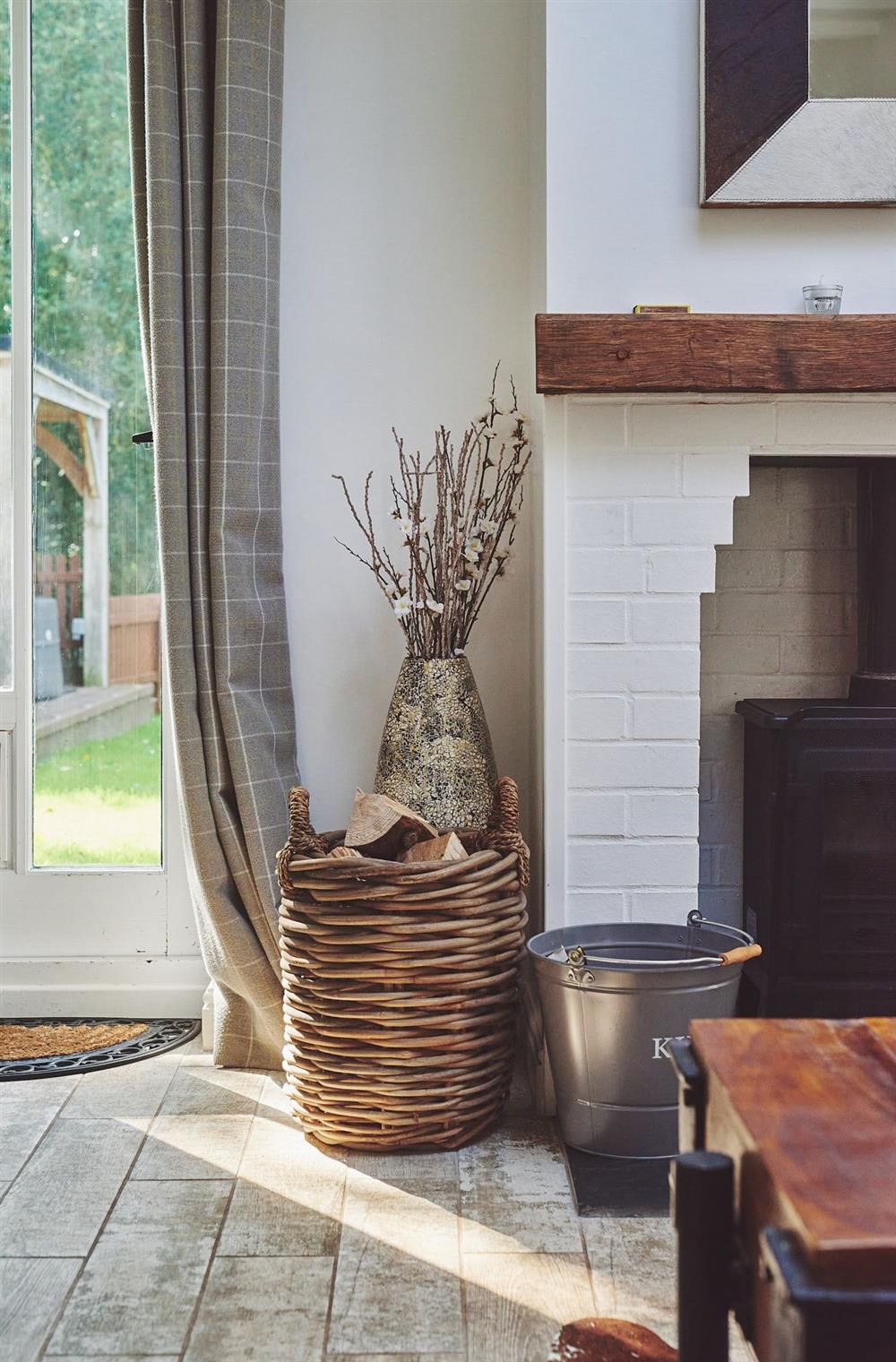 The log basket next to the log burner